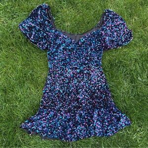 ZARA Sequin Puff Sleeve Mini Dress